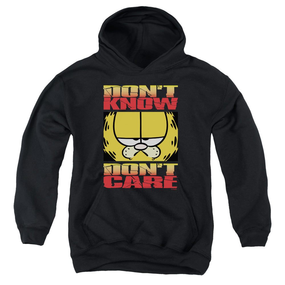 Garfield Dont Know Dont Care Kids Youth Hoodie Black