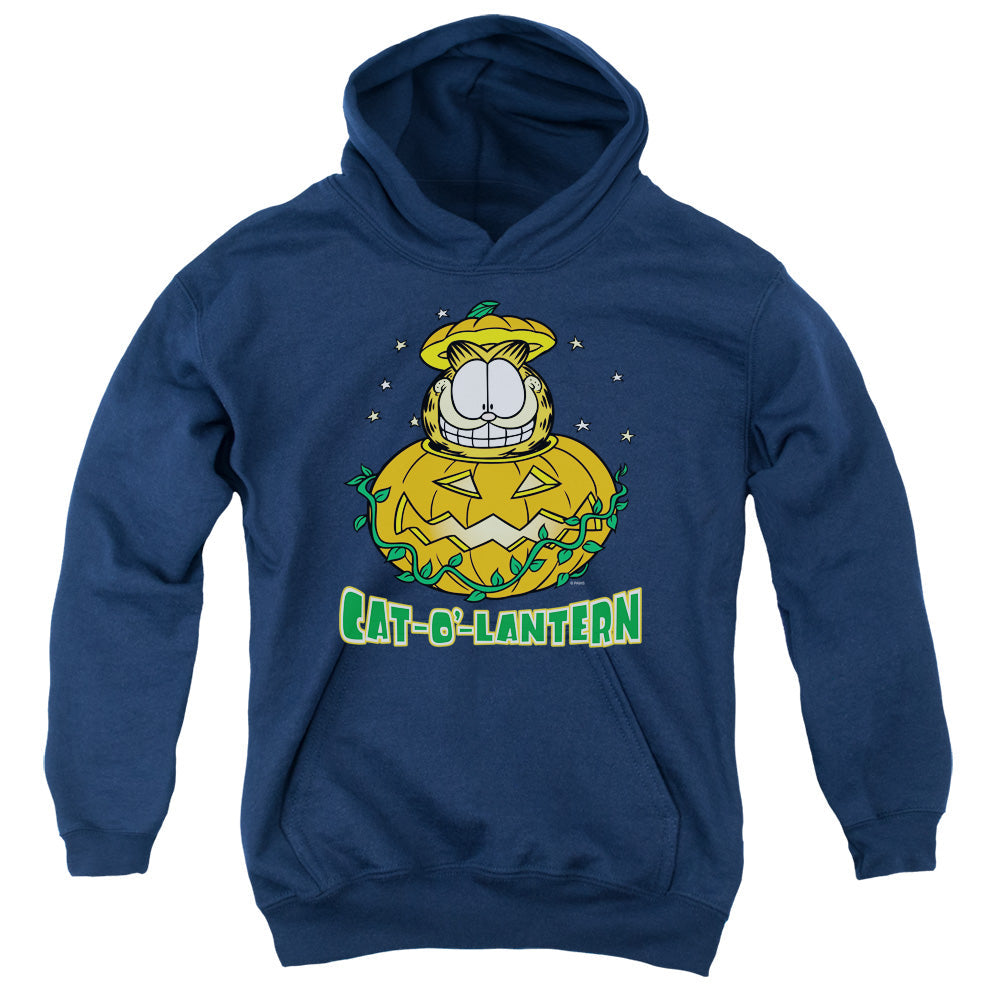 Garfield Cat O Lantern Kids Youth Hoodie Navy