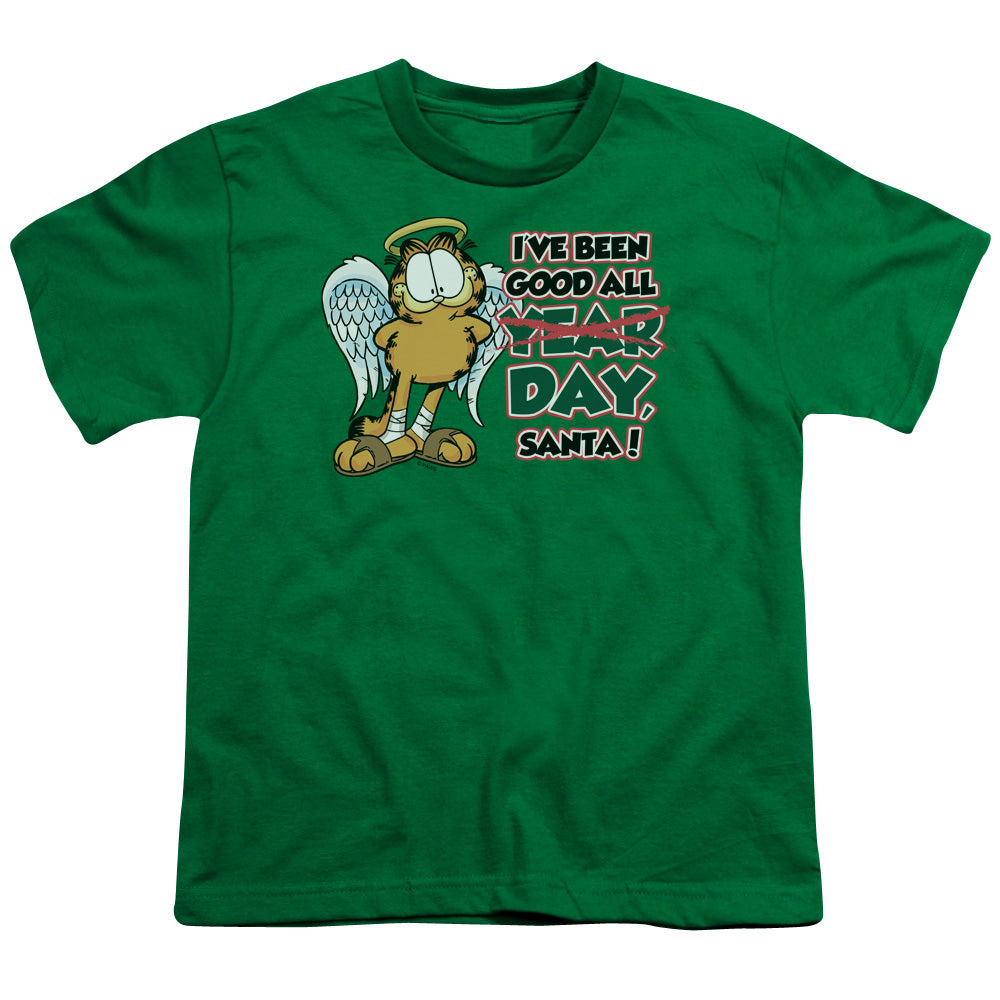 Garfield Ive Been Good Kids Youth T Shirt Kelly Green