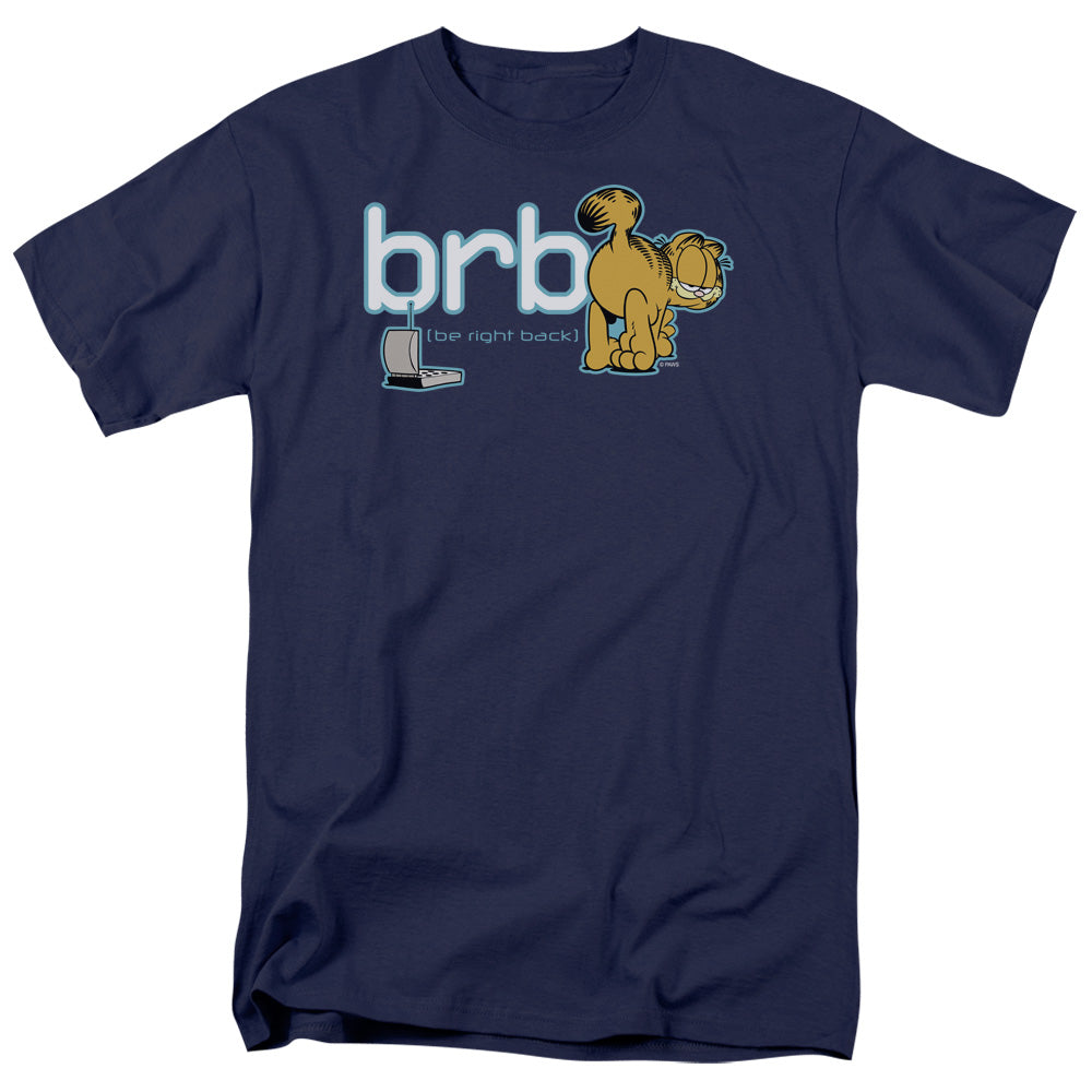 Garfield Be Right Back Mens T Shirt Navy Officially Licensed