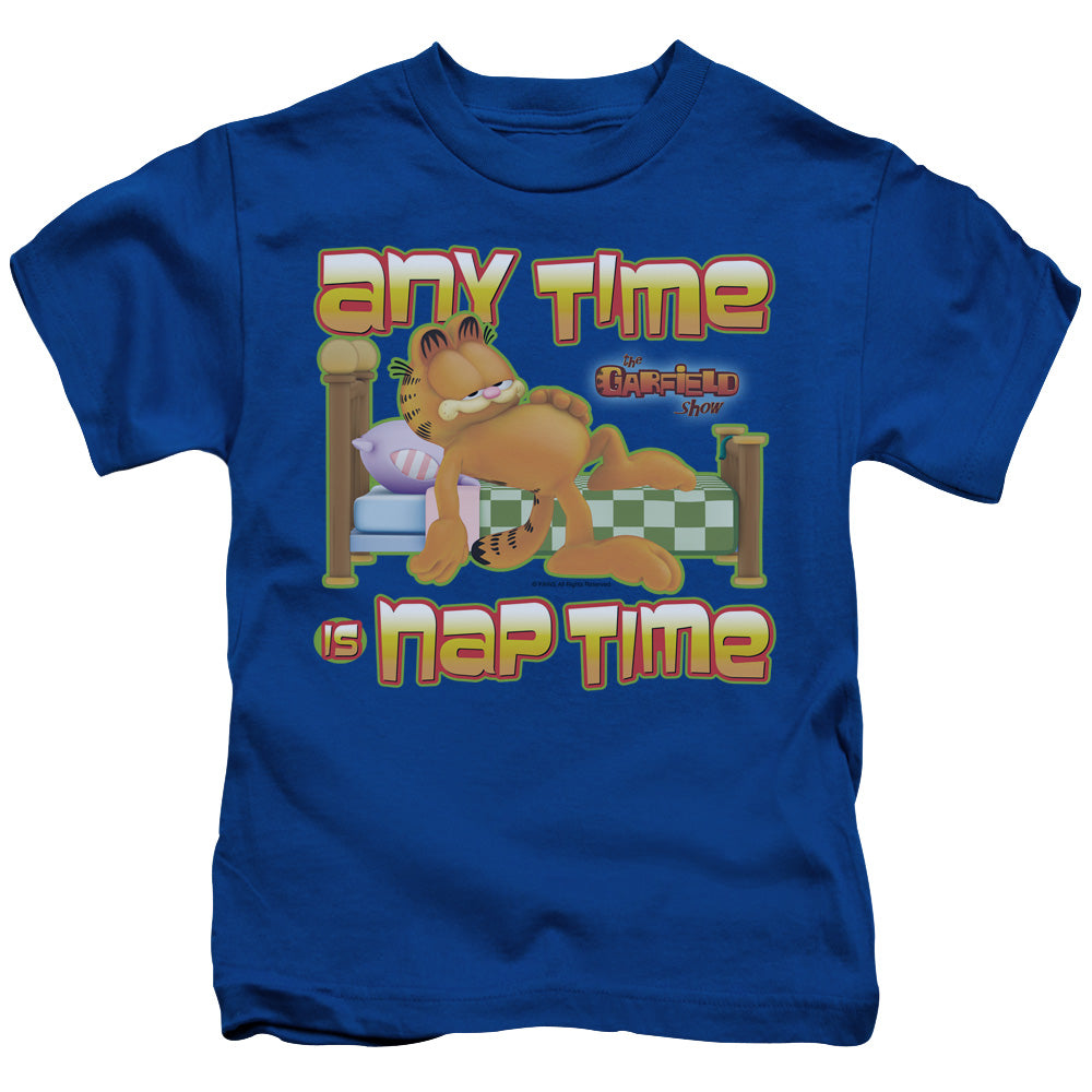 Garfield Nap Time Juvenile Kids Youth T Shirt Royal Blue