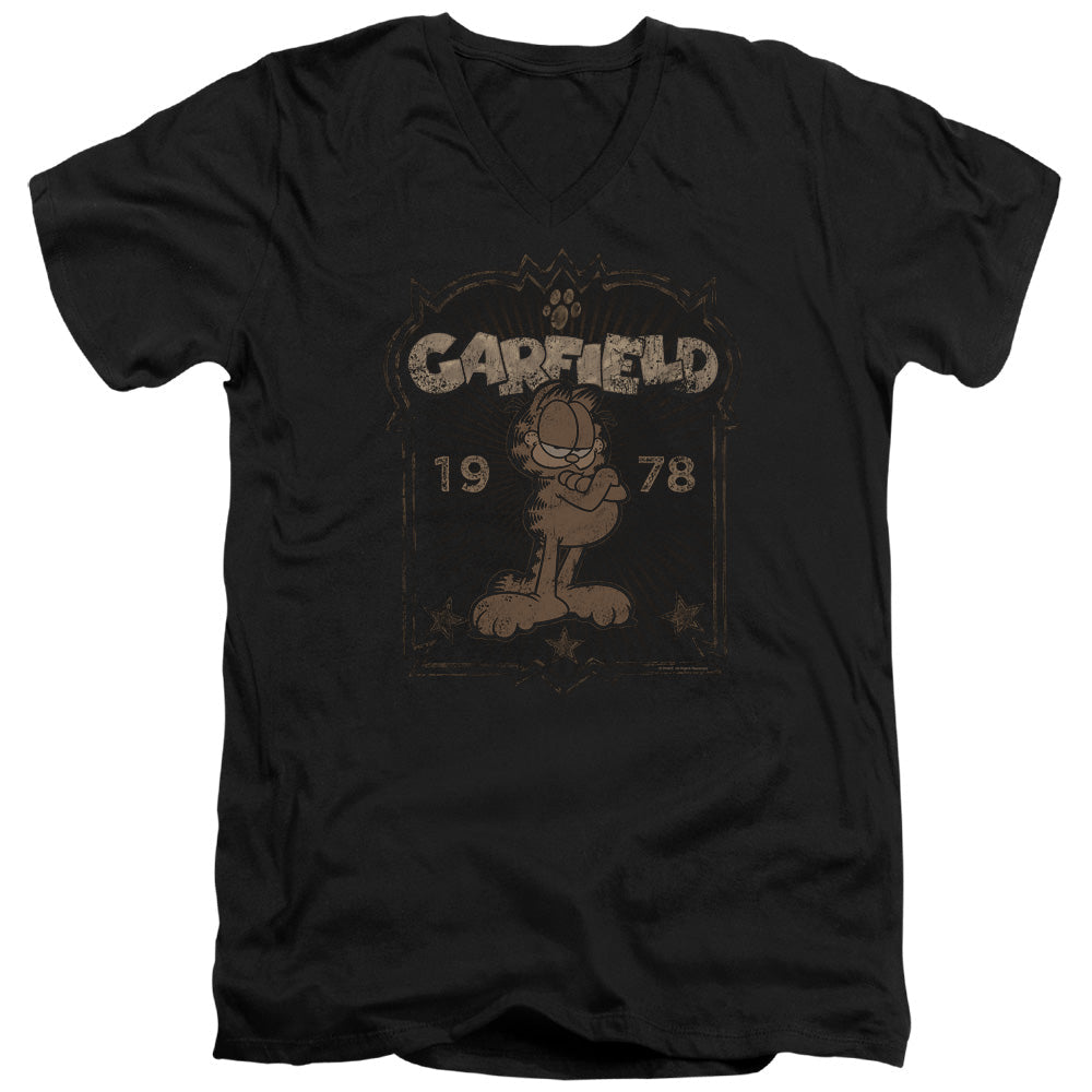 Garfield Est 1978 Mens Slim Fit V-Neck T Shirt Black