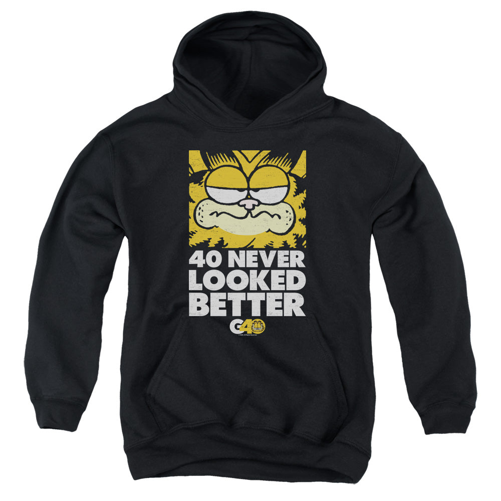 Garfield 40 Looks Kids Youth Hoodie Black