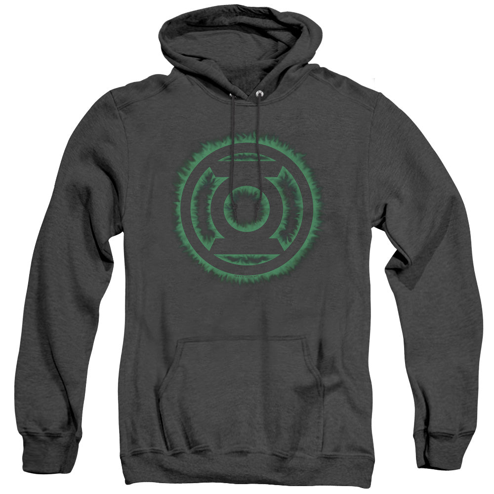Green Lantern Green Flame Logo Heather Mens Hoodie Black Officially Licensed