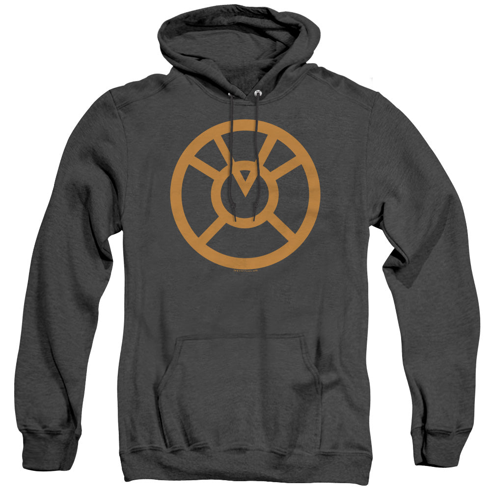 Green Lantern Orange Emblem Mens Heather Hoodie Black Officially Licensed