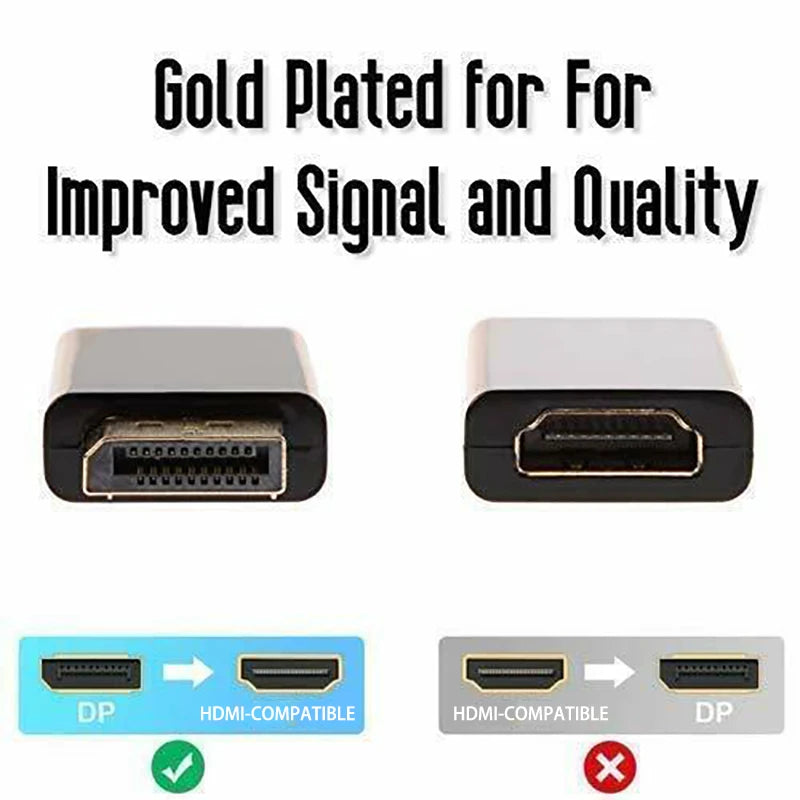 4K DP to HDMI Adapter – Ultra HD DisplayPort Male to HDMI Female Converter for PC, Laptop & HDTV (Lag-Free & Latch-Locked)