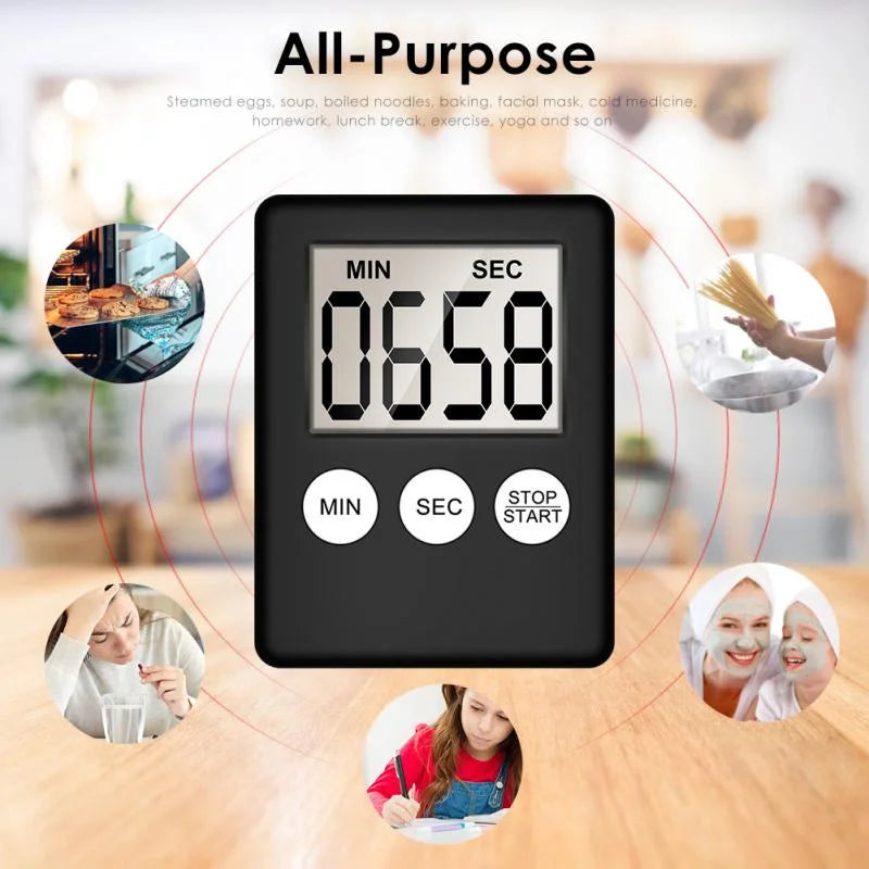 Tick-Tock Tech – Magnetic Digital Kitchen Timer with LCD Screen & Alarm Countdown (Color Options Available)