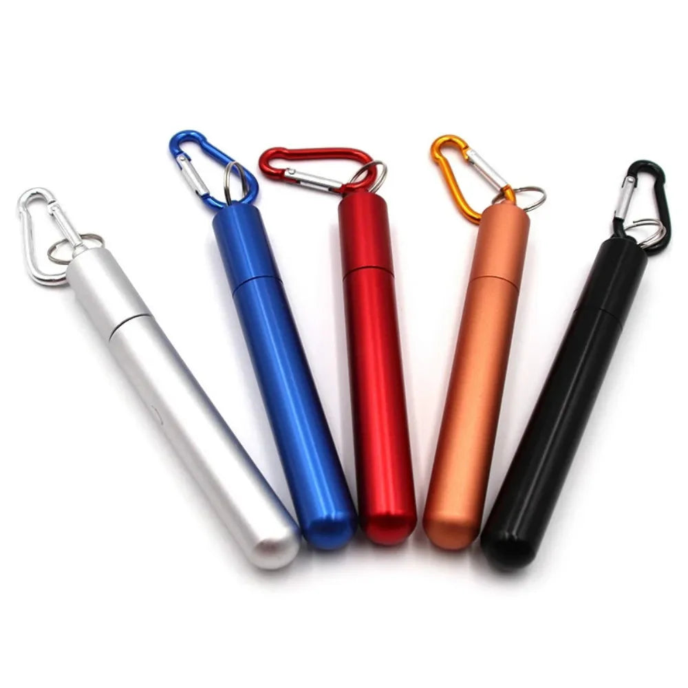 Sip Happens Stainless Steel Telescopic Straw Set – Collapsible, Portable, Eco-Friendly with Cleaning Brush & Travel Case