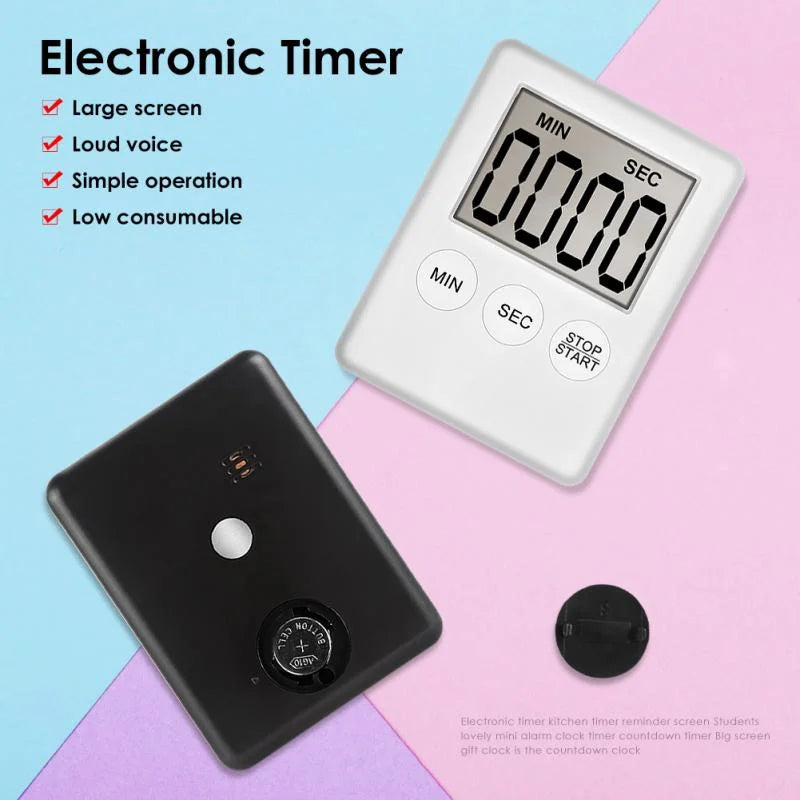 Tick-Tock Tech – Magnetic Digital Kitchen Timer with LCD Screen & Alarm Countdown (Color Options Available)