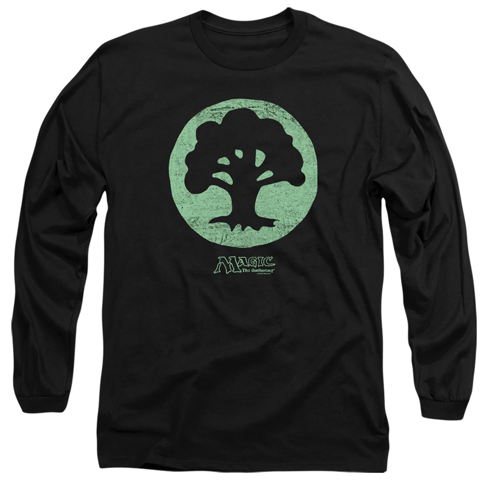 Magic The Gathering Green Symbol Mens Long Sleeve Shirt Black Officially Licensed