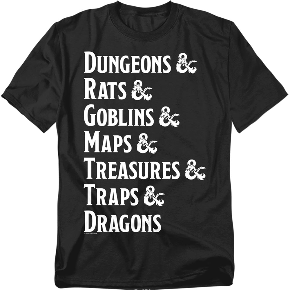 Dungeons And Dragons Dungeon List Mens T Shirt Black Officially Licensed
