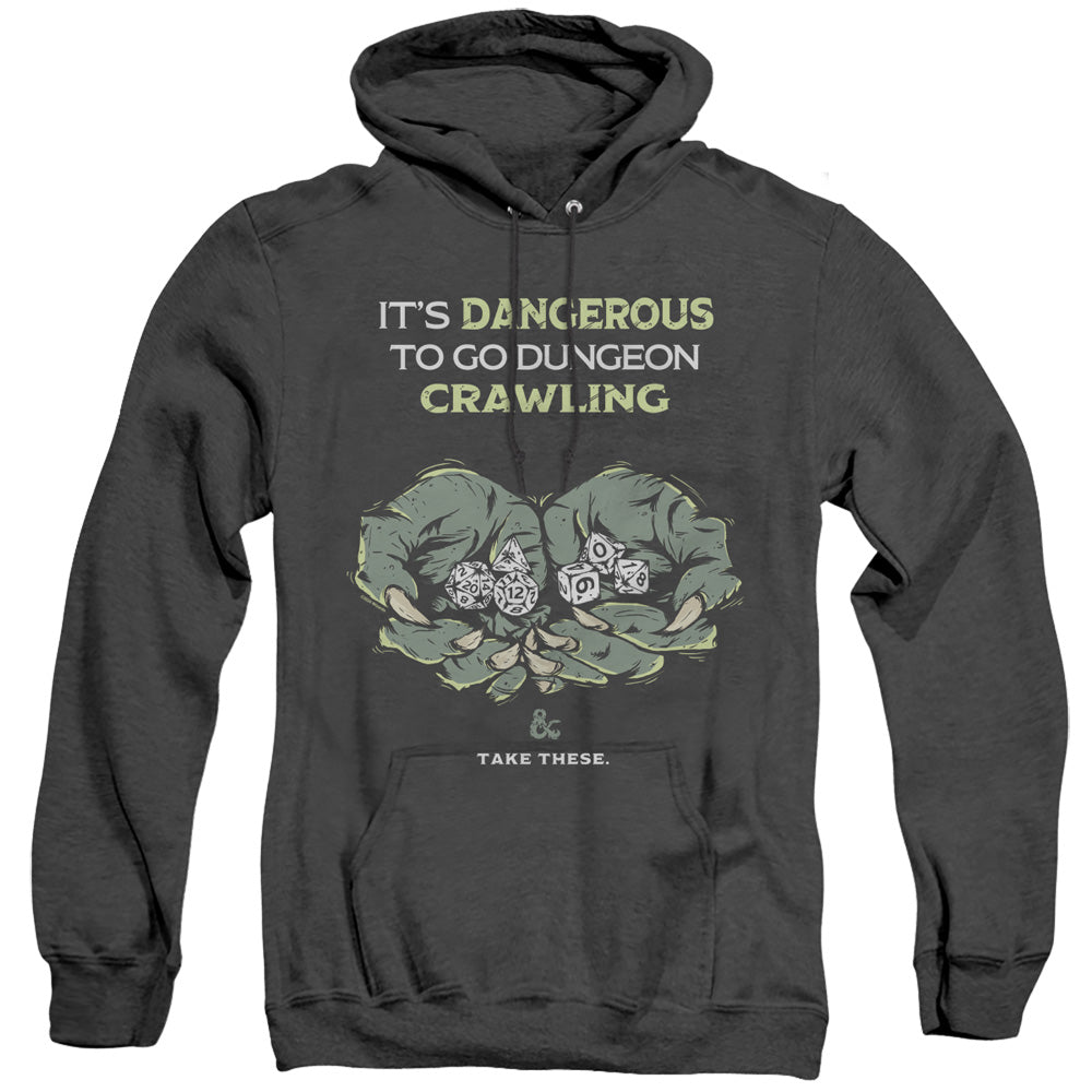 Dungeons And Dragons Dangerous To Go Alone Mens Heather Hoodie Black Officially Licensed