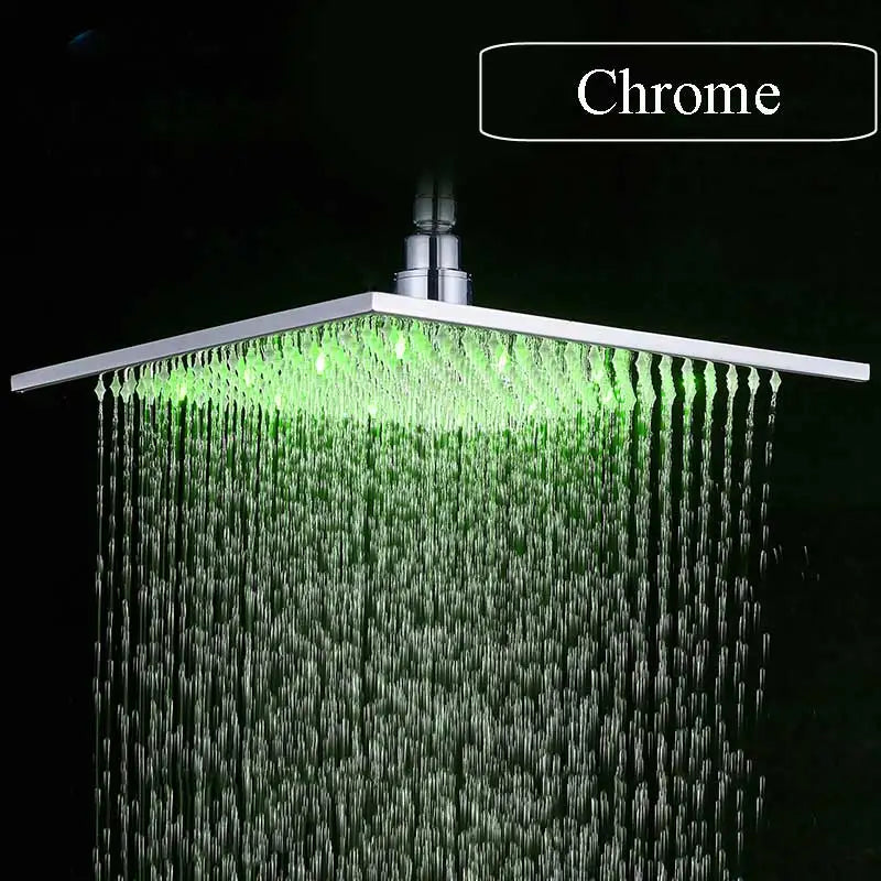 ColorStorm: 16" LED Rainfall Shower Head – Matte Black Brass Luxury That Glows