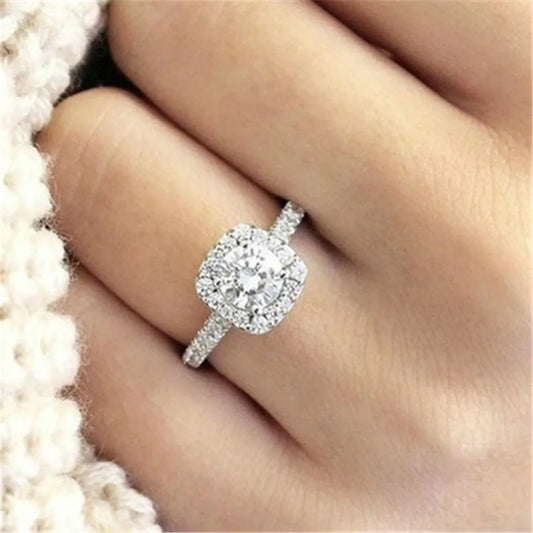 Radiance Royale – Full Crystal Luxury Engagement Ring with AAA White Zircon Brilliance - THOOBO!
