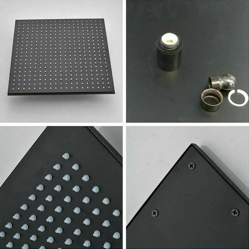 ColorStorm: 16" LED Rainfall Shower Head – Matte Black Brass Luxury That Glows