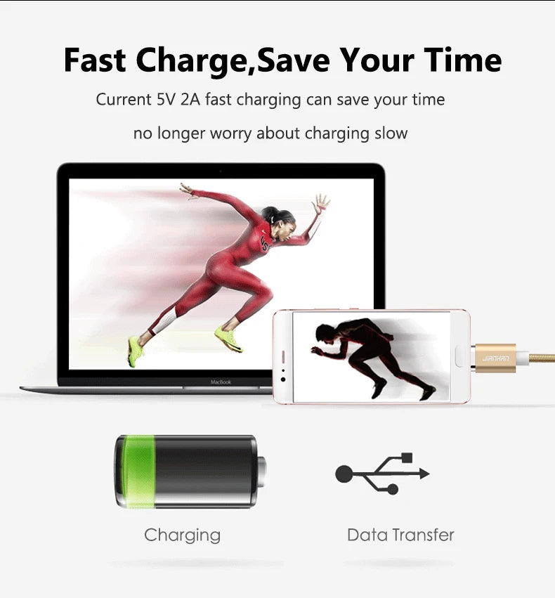 JianHan GlowCharge Type-C Magnetic Cable – 1M 3A Fast Charging USB-C Cord with LED Snap-On Power for Android Legends