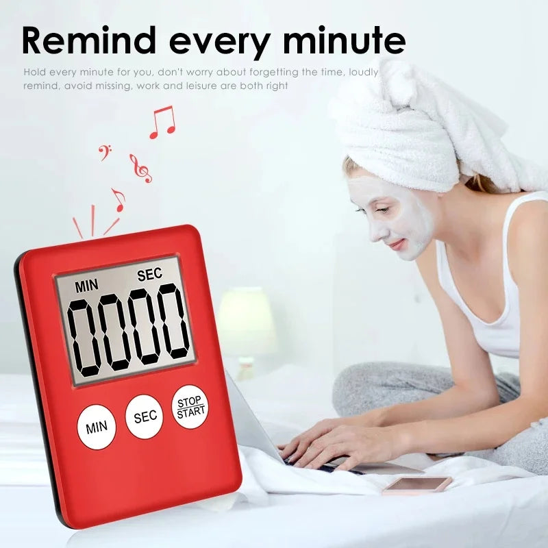 Tick-Tock Tech – Magnetic Digital Kitchen Timer with LCD Screen & Alarm Countdown (Color Options Available)