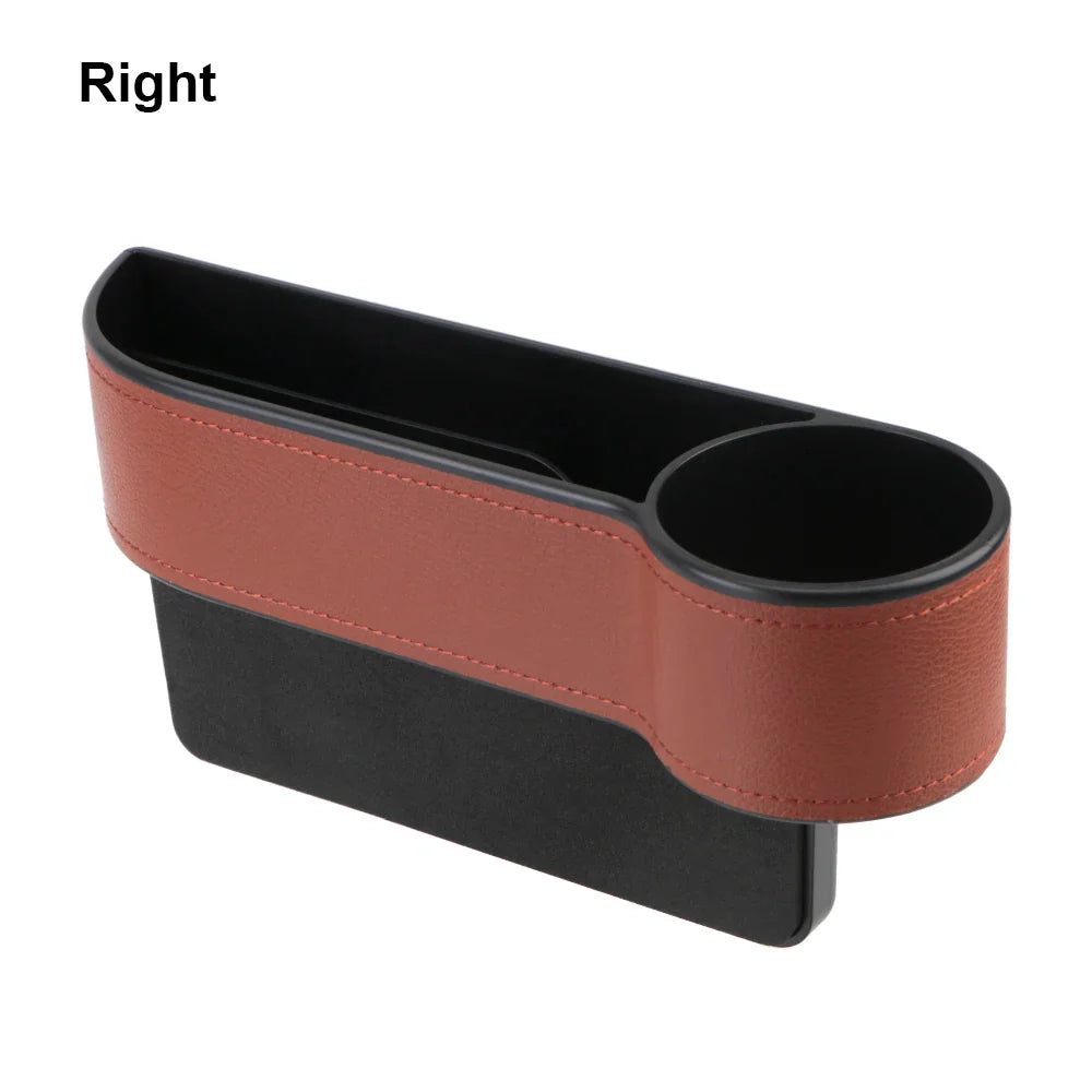 PU Leather Car Seat Gap Storage Box Universal Seat Gap Slit Box With Charging Hole Phone Bottle Keys Holder Box Auto Organizer