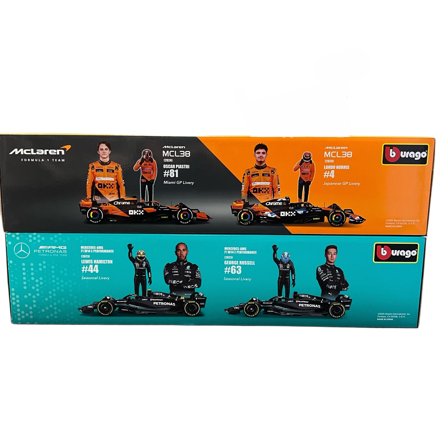 Bburago Formula One Racing 1:24 scale Race Cars with Driver Figures 2-Pack