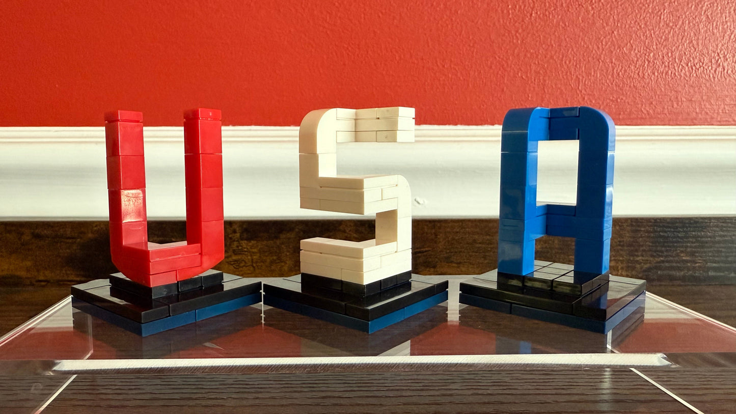 Buildable 3D "USA" Letters β LEGO-Compatible Brick Kit