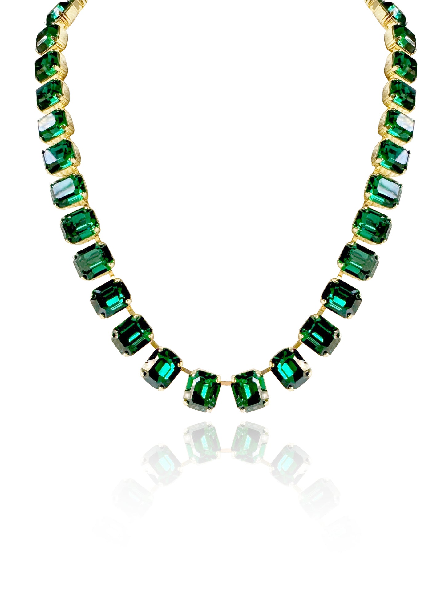 Cara Emerald Green Crystal Square Cut Necklace Pre Order