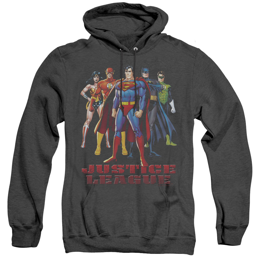 Justice League in League Heather Mens Hoodie Black Officially Licensed