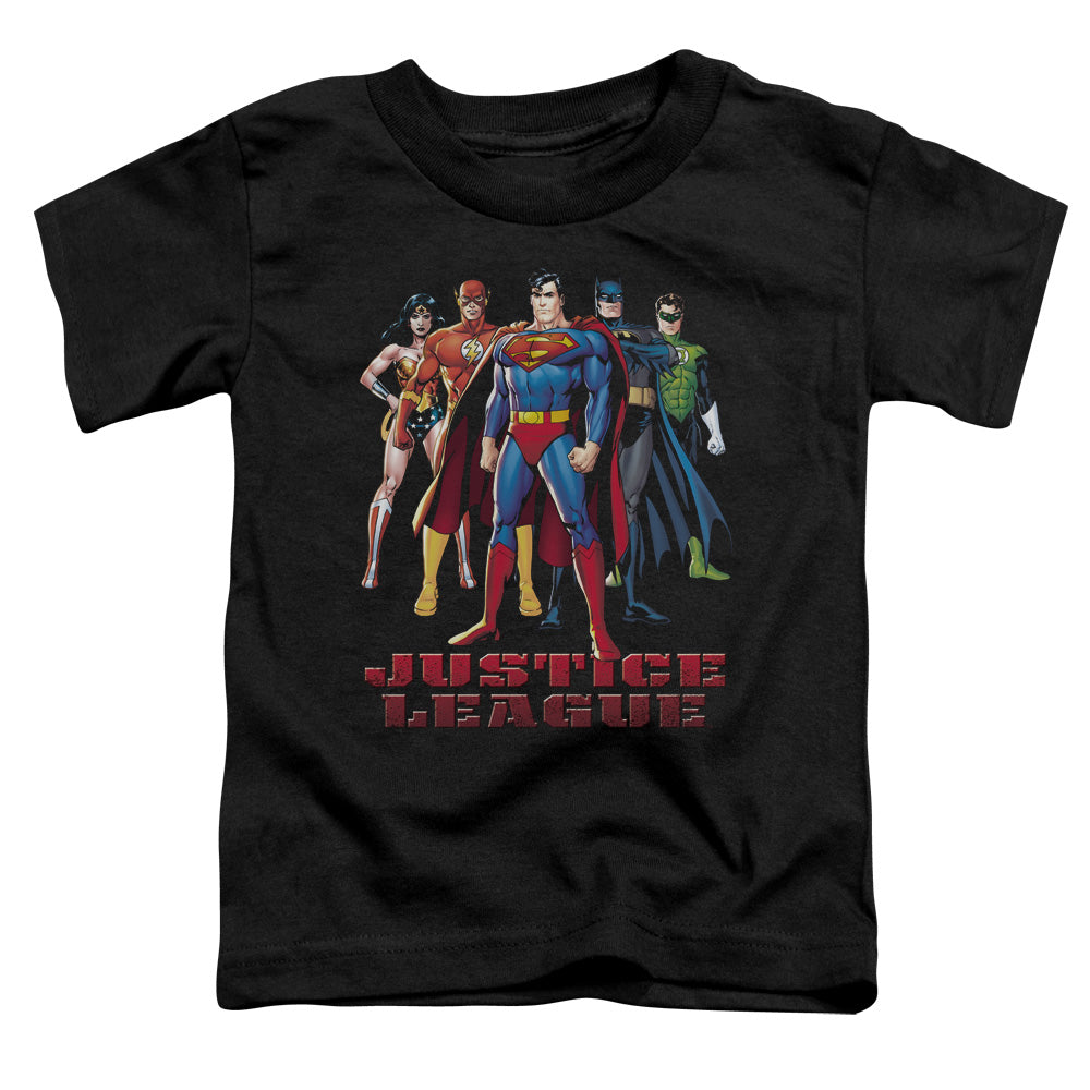 Justice League in League Toddler Kids Youth T Shirt Black Officially Licensed