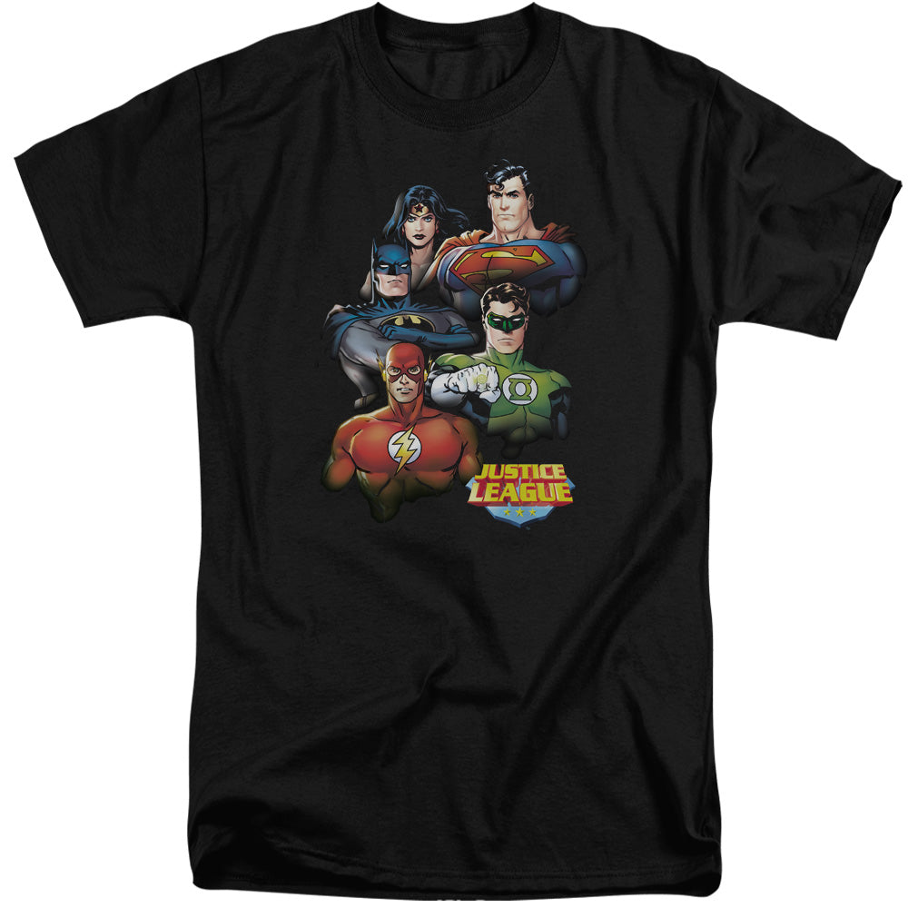 Justice League Group Portrait Mens Tall T Shirt Black Officially Licensed