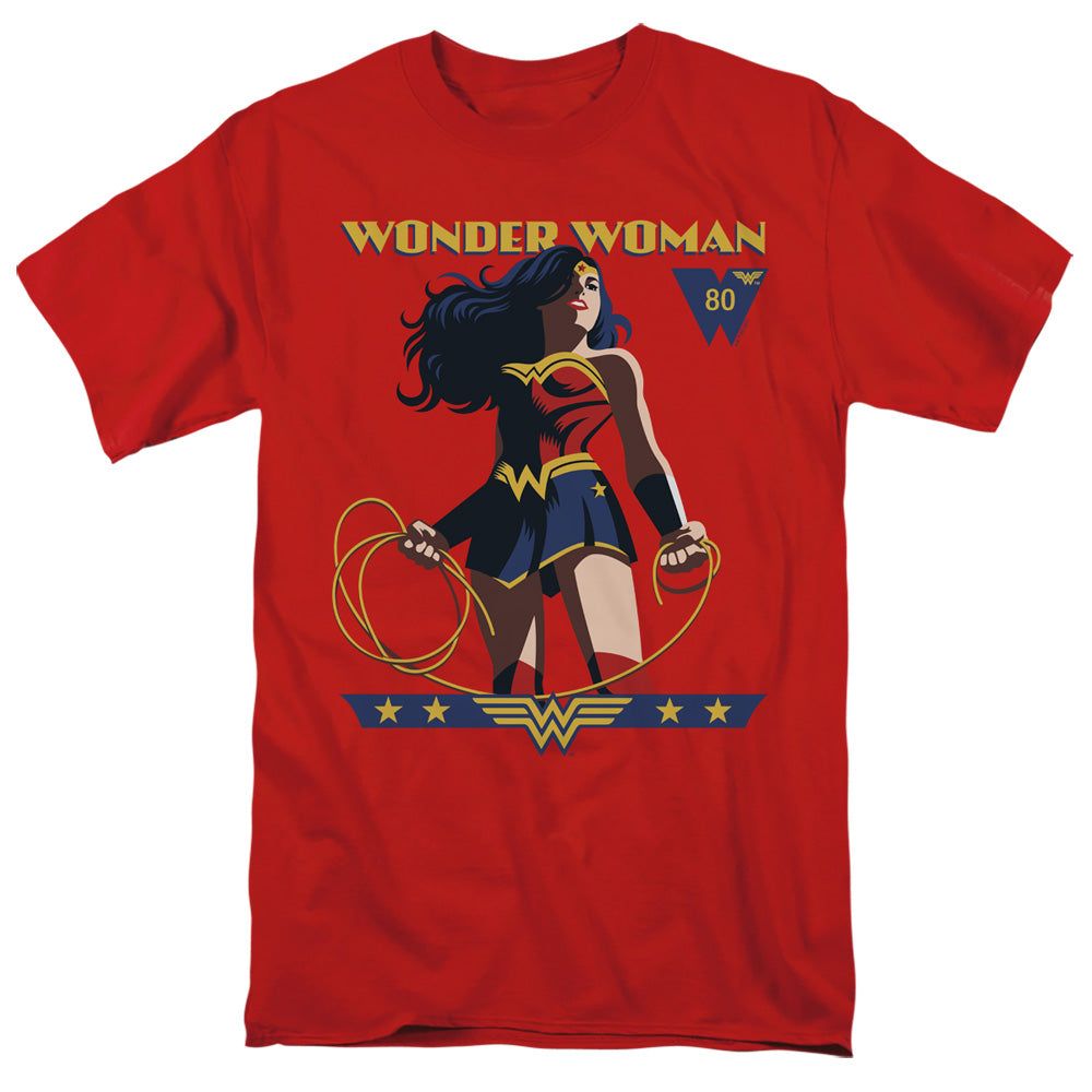 Wonder Woman Ww 80Th Stance Mens T Shirt Red Officially Licensed