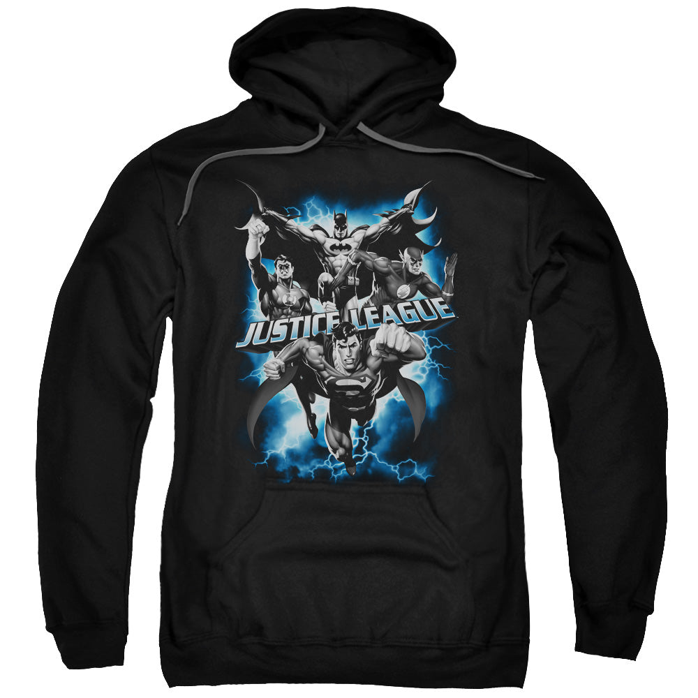 Justice League Justice Storm Mens Hoodie Black Officially Licensed