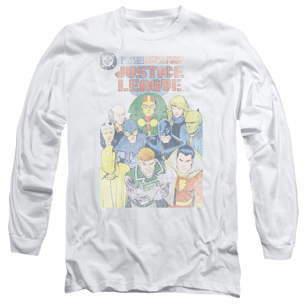 Justice League Justice League #1 Cover Mens Long Sleeve Shirt White Officially Licensed