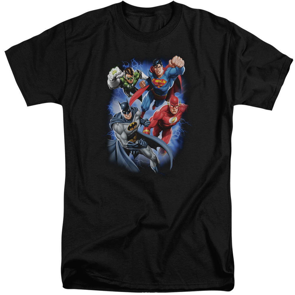 Justice League Storm Makers Mens Tall T Shirt Black Officially Licensed