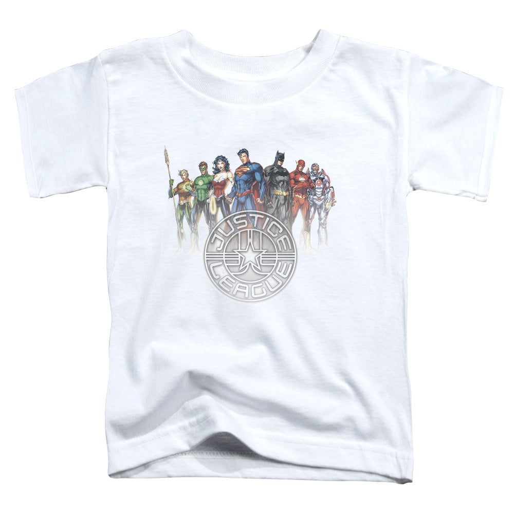 Justice League Circle Crest Toddler Kids Youth T Shirt White Officially Licensed