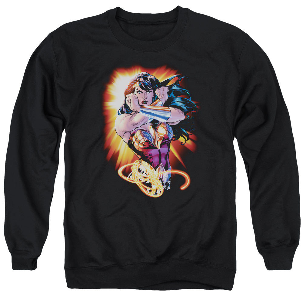 Justice League Of America Wonder Rays Mens Crewneck Sweatshirt Black Officially Licensed