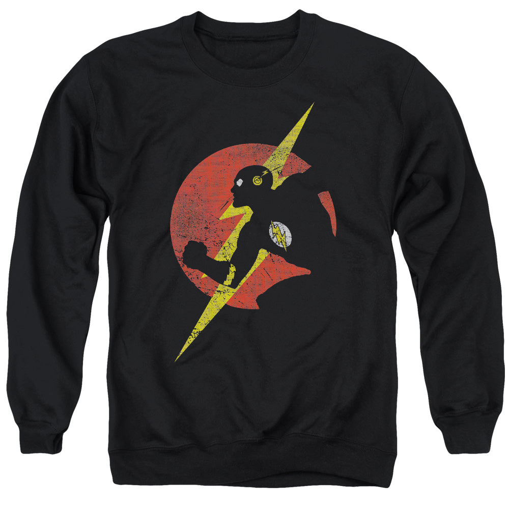 Justice League Of America Flash Symbol Knockout Mens Crewneck Sweatshirt Black Officially Licensed