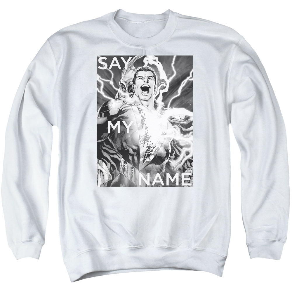 Justice League Say My Name Mens Crewneck Sweatshirt White Officially Licensed