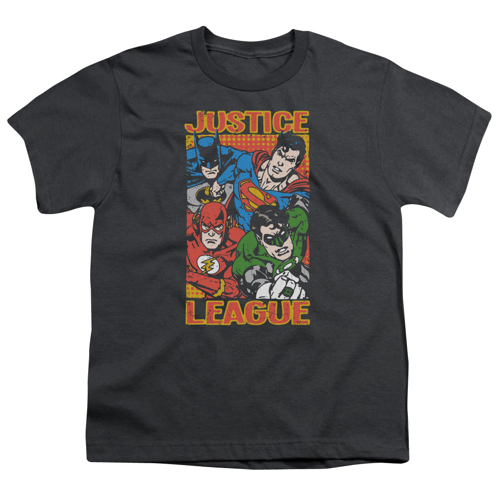Justice League Hero Mashup Kids Youth T Shirt Charcoal Officially Licensed