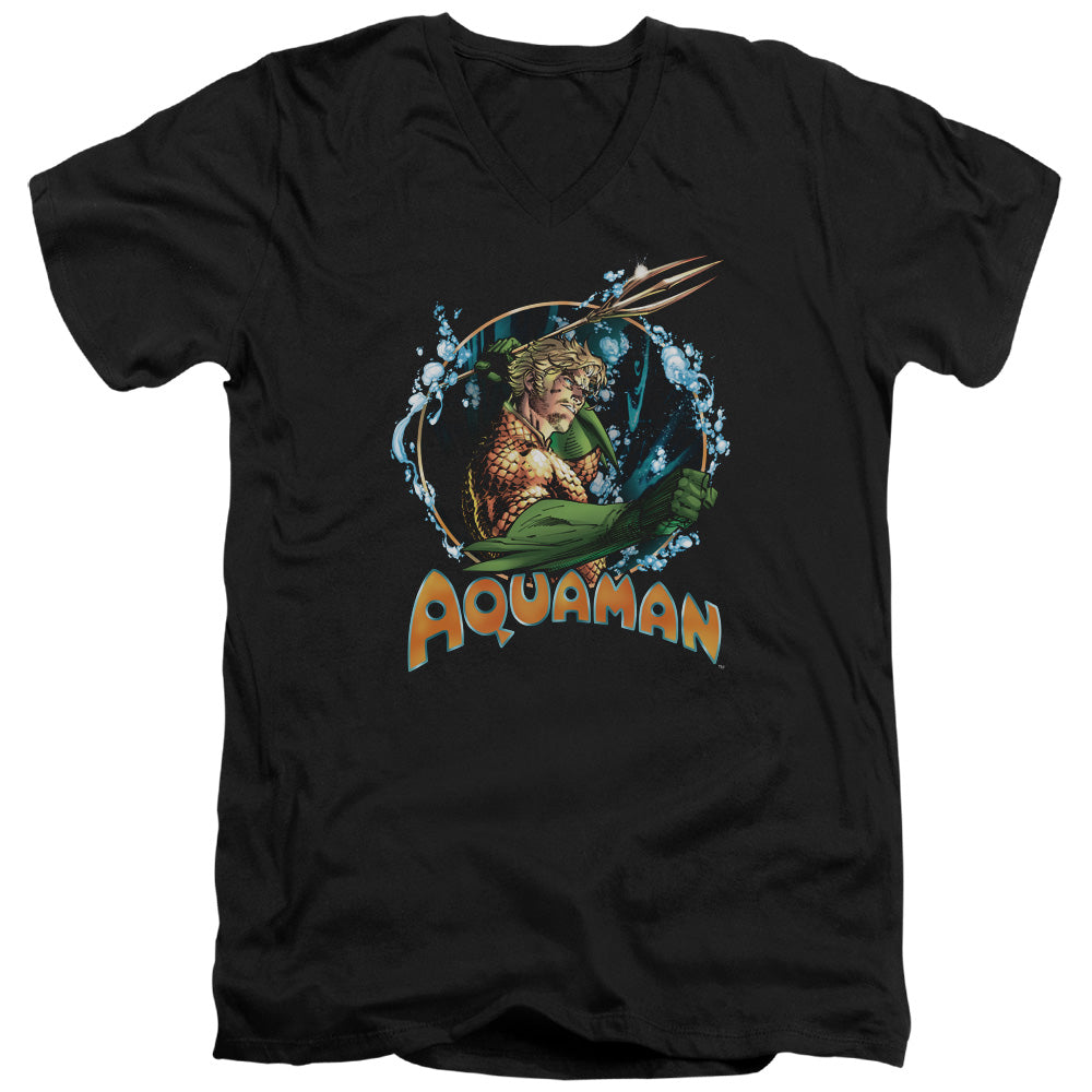 Justice League Ruler of the Seas Mens Slim Fit V-Neck T Shirt Black Officially Licensed