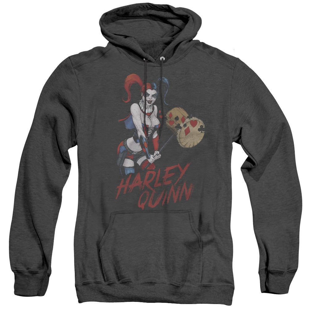 Justice League Harley Hammer Heather Mens Hoodie Black Officially Licensed