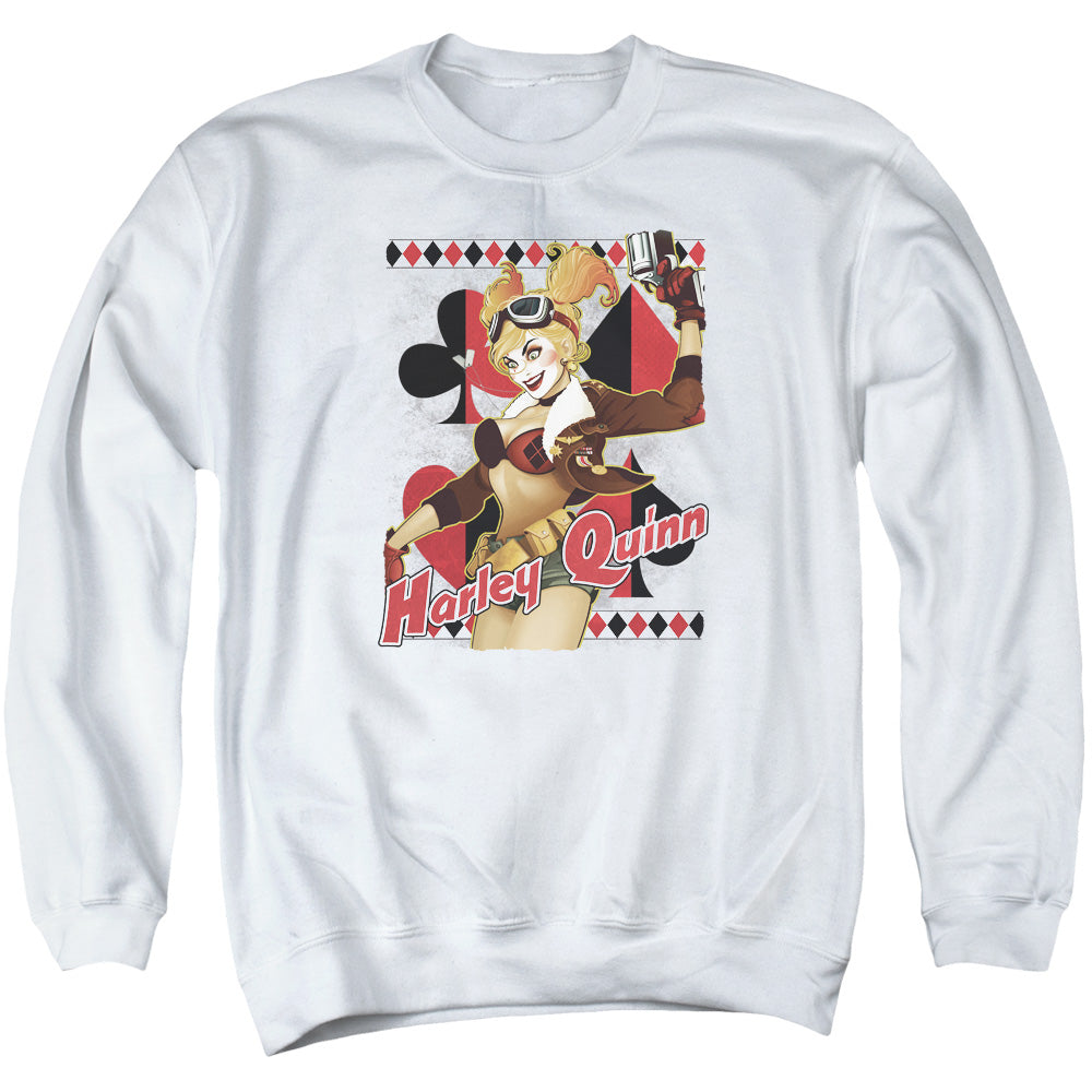 Justice League Harley Bombshetll Mens Crewneck Sweatshirt White Officially Licensed