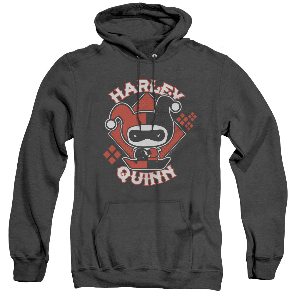 Justice League Of America Harley Chibi Heather Mens Hoodie Black Officially Licensed