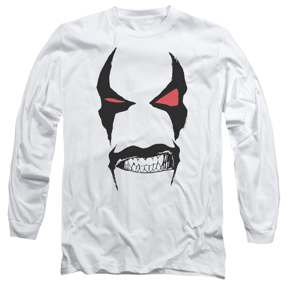 Justice League Lobo Face Mens Long Sleeve Shirt White Officially Licensed