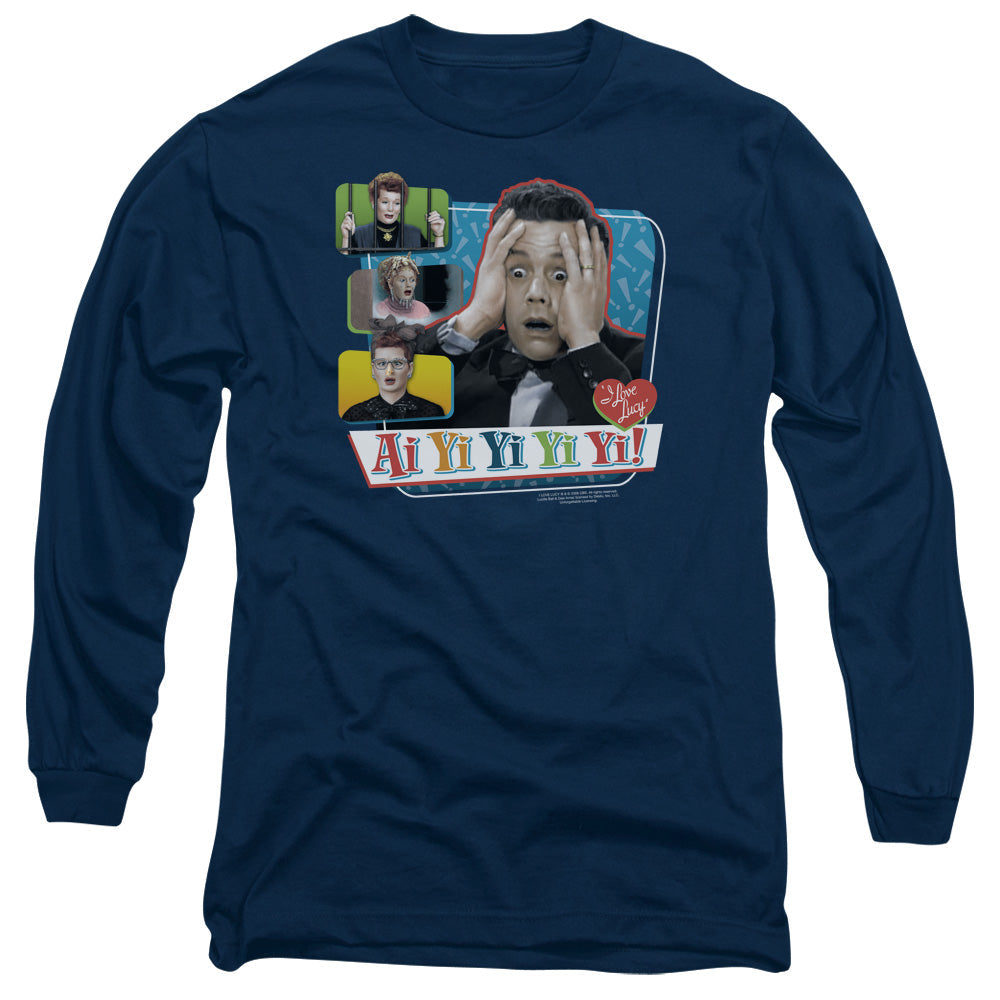I Love Lucy Ai Yi Yi Yi Yi Mens Long Sleeve Shirt Navy Officially Licensed