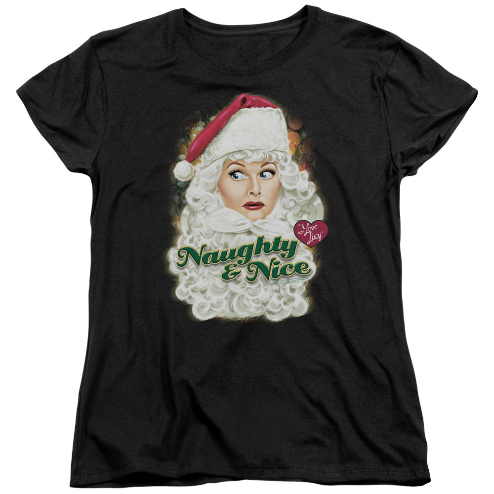 I Love Lucy Santa Womens T Shirt Black Officially Licensed