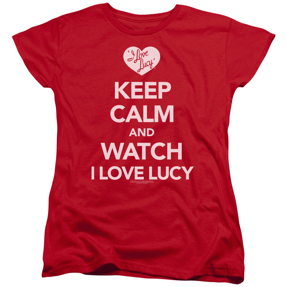 I Love Lucy Keep Calm and Watch Womens T Shirt Red Officially Licensed