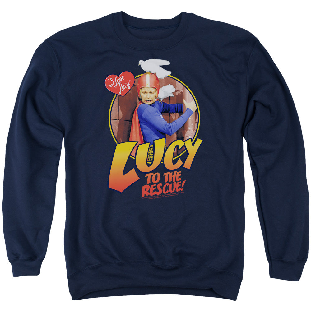 I Love Lucy To The Rescue Mens Crewneck Sweatshirt Navy Officially Licensed