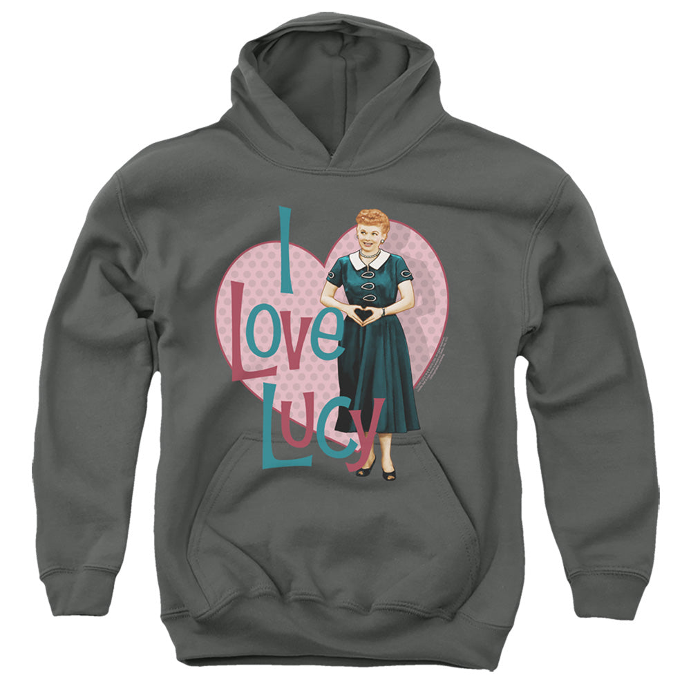 I Love Lucy Heart You Kids Youth Hoodie Charcoal Officially Licensed
