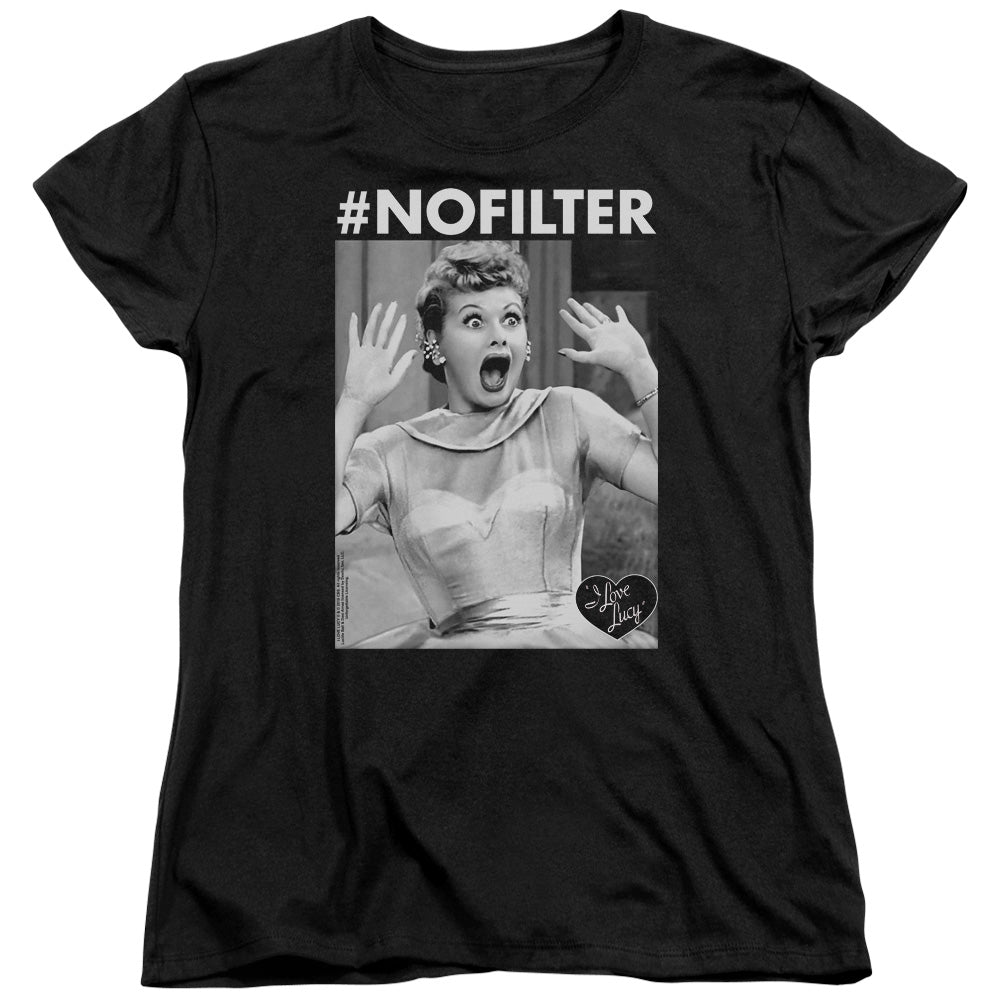 I Love Lucy No Filter S S Women's Tee Black Officially Licensed