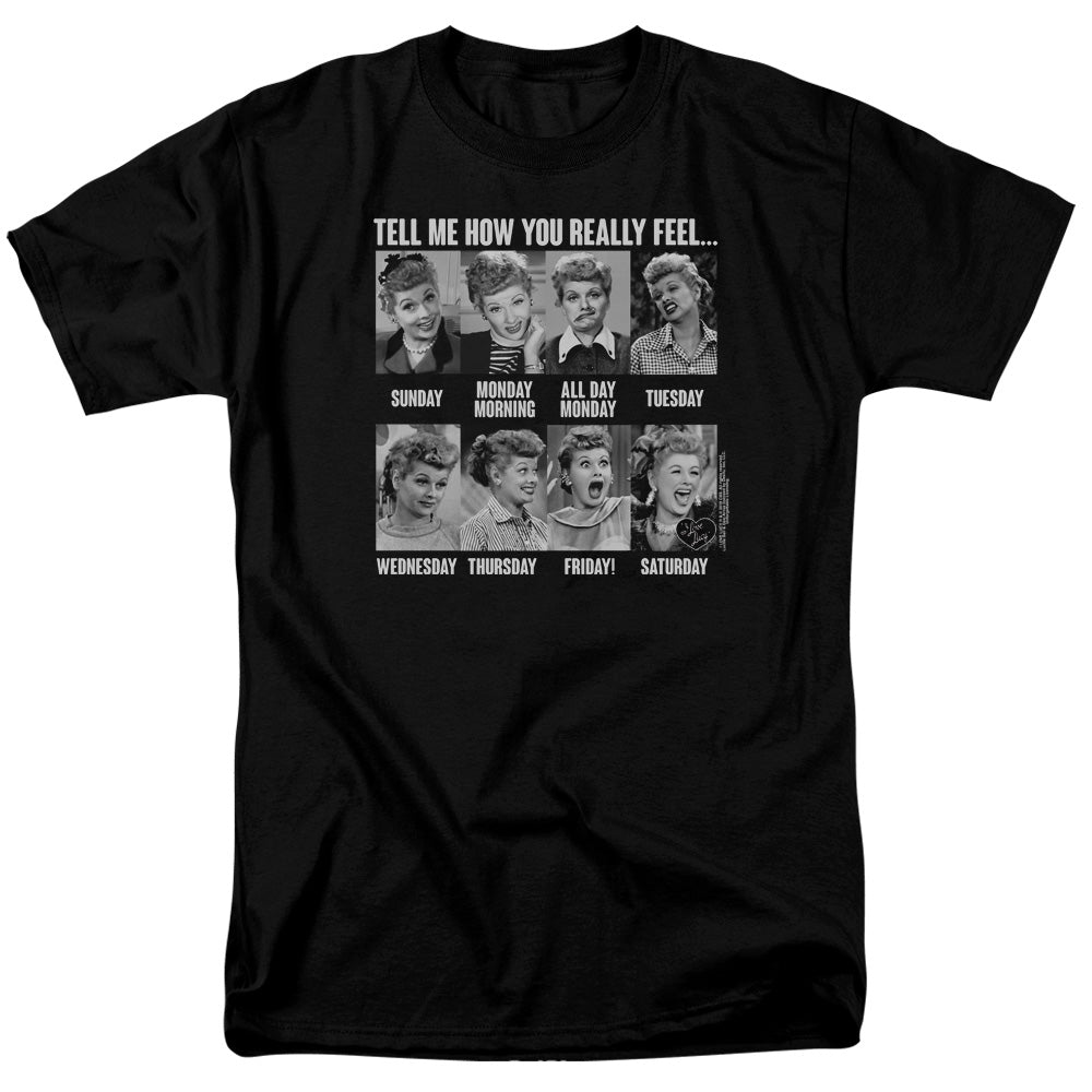 I Love Lucy 8 Days A Week Mens T Shirt Black Officially Licensed