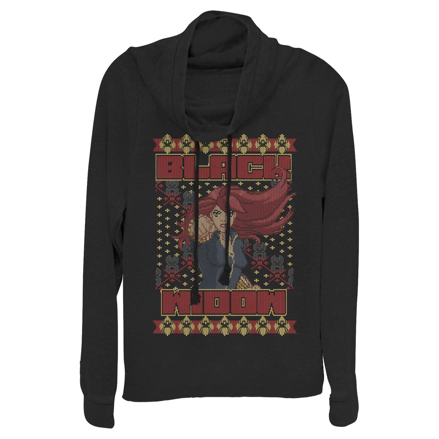 Marvel Black Widow Sweater Junior's Cowl Neck
